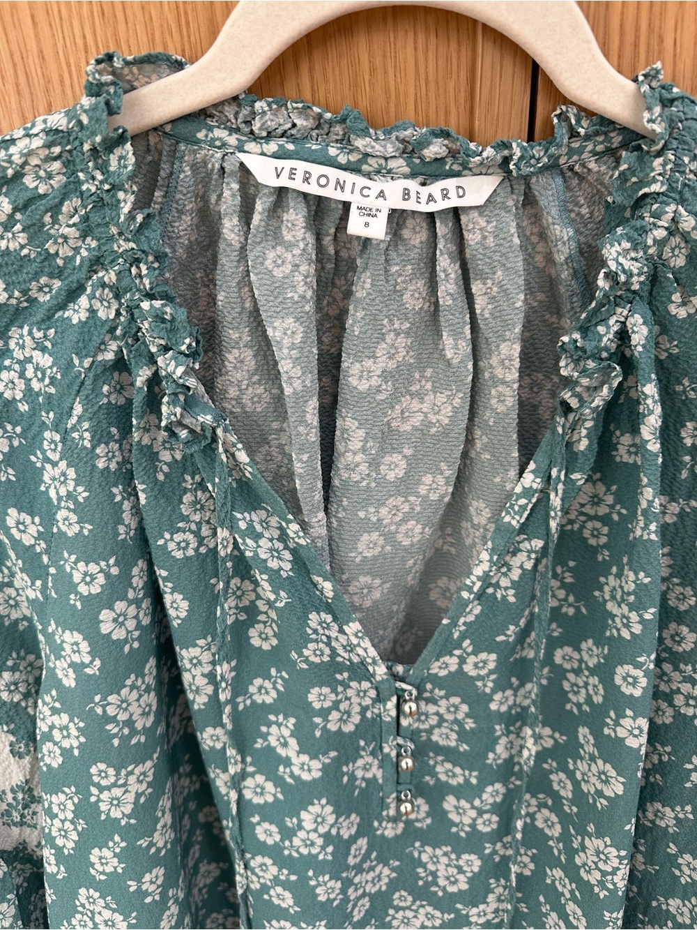 Veronica Beard Kalina Floral Silk Blouse, Size 8 - Picture 11 of 13